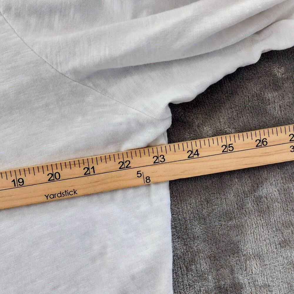 Talbots Split Neck Embroidered Tee Tunic Women's XL Petite White Purple Coastal - Picture 7 of 8
